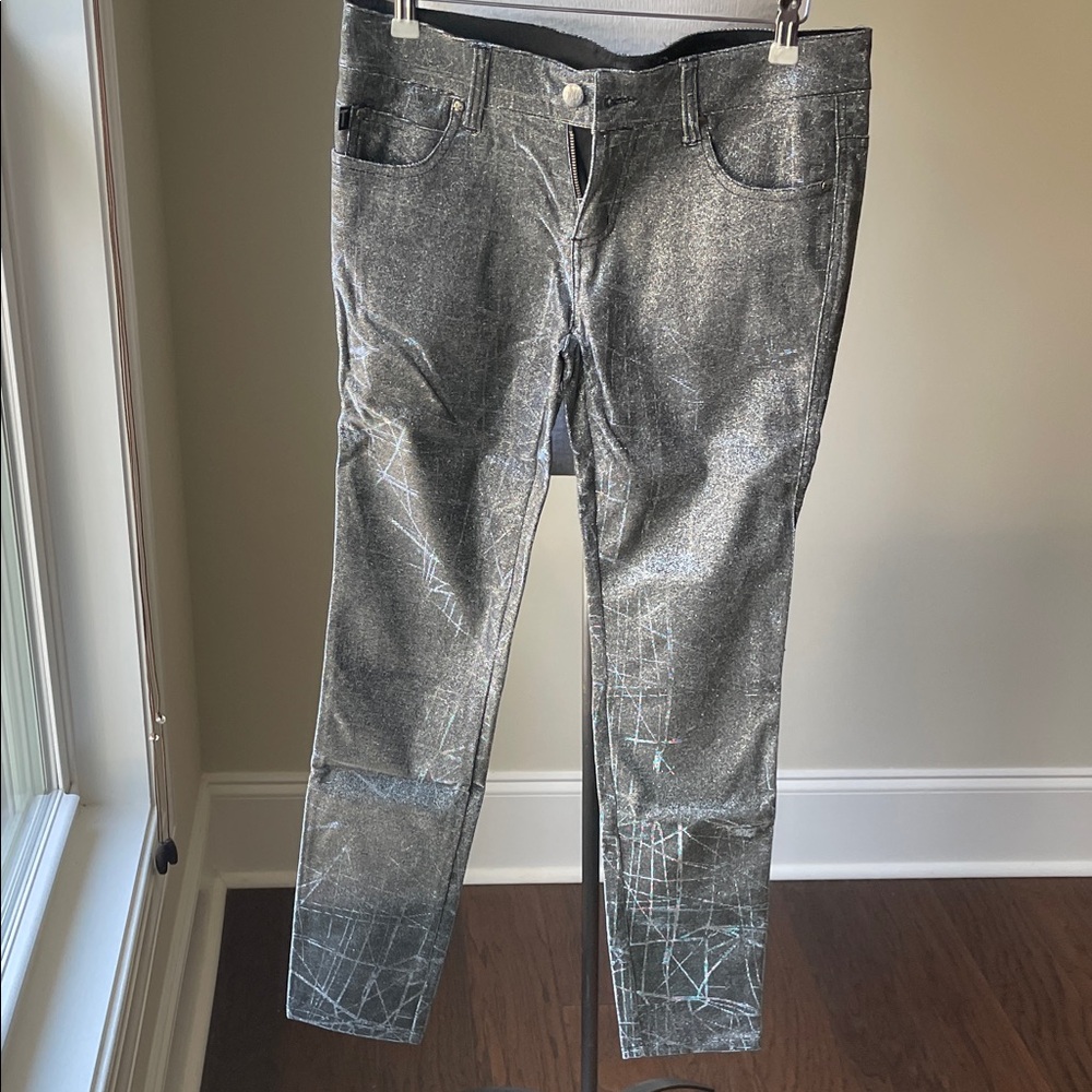 Tripp NYC Metallic Gray Cropped Jeans